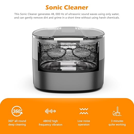 KECOOLKE Ultrasonic Jewelry Cleaning Machine, 750ml Sonic Cleaner with Digital Timer for Eyeglasses, Rings，Silver， Cleaner Solution for Gifts