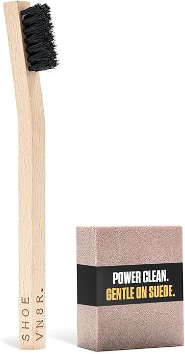 RESHOEVN8R Dry Suede Kit - Sneaker Cleaner & Shoe Care for Light-Colored Nubuck & Suede Shoes - Gently Removes Marks, Spots, & Scuffs - 1 Cleaning Brush & 1 Eraser