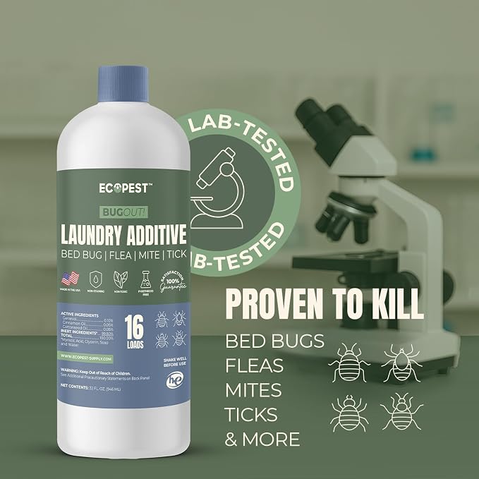BugOut! Laundry Additive – Natural Detergent Booster for Bed Bug, Mite, Flea, Tick & Carpet Beetle Treatment | Plant-Based Killer, Made with Fabric-Safe Soap | Works in Hot and Cold Wash (1 Gallon)
