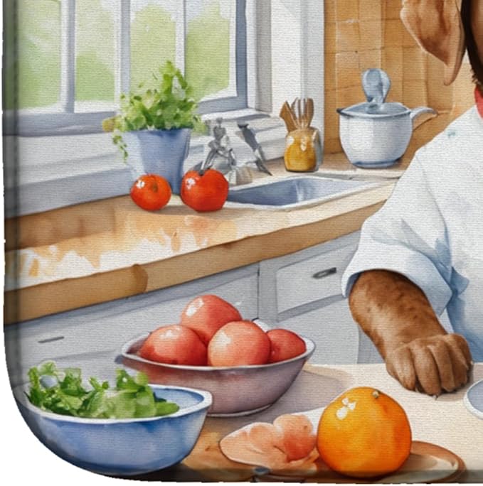 Caroline's Treasures DAC6229DDM Chesapeake Bay Retriever The Chef Dish Drying Mat Absorbent Dish Drying Mat Pad for Kitchen Counter Dish Drainer Mat for Countertop, 14 x 21", Multicolor