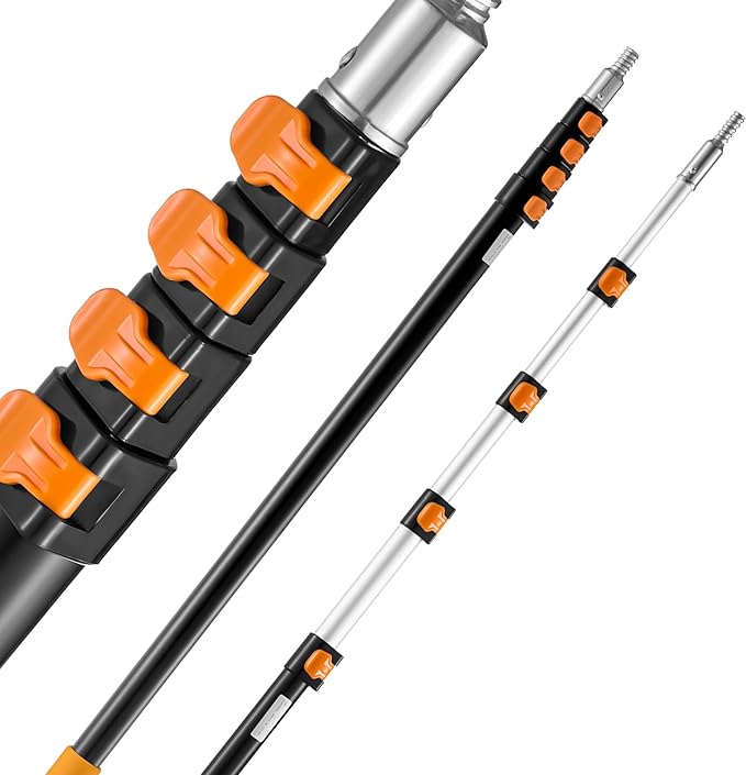 VEVOR Telescopic Extension Pole, 6-24 FT Multi-Purpose Extension Pole, Sturdy Aluminum Alloy Paint Extendable Pole with Flip-Lock Design, Telescopic Pole for Painting, Dusting and Cleaning