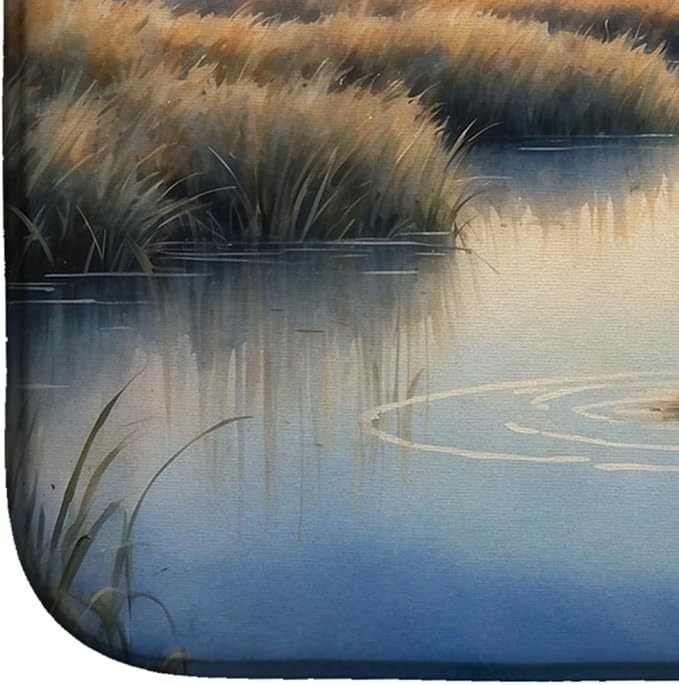 Caroline's Treasures Wetland Wonders Blue Heron Dish Drying Mat Absorbent Dish Drying Mat Pad for Kitchen Counter Dish Drainer Mat for Countertop, 14 x 21", Multicolor