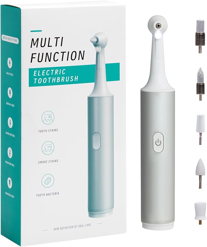 Electric Tooth Polisher for People Dental Calculus Plaque Remover for Animal,5 Replacement Heads,USB Rechargeable,Cleaning Tools