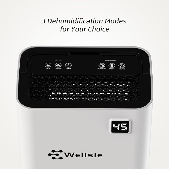 3500 Sq.Ft Dehumidifier, 50 Pint Dehumidifiers for Home and Basement with Drain Hose, Ultra-Quiet Bedroom Dehumidifier, Intelligent Humidity Control, 24 Hours Timer.