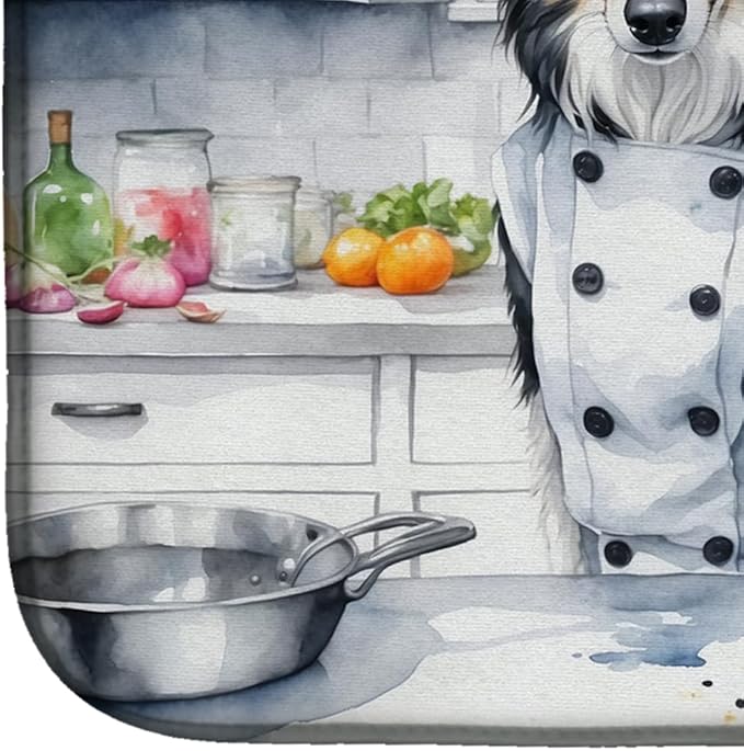 Caroline's Treasures DAC6214DDM Borzoi The Chef Dish Drying Mat Absorbent Dish Drying Mat Pad for Kitchen Counter Dish Drainer Mat for Countertop, 14 x 21", Multicolor