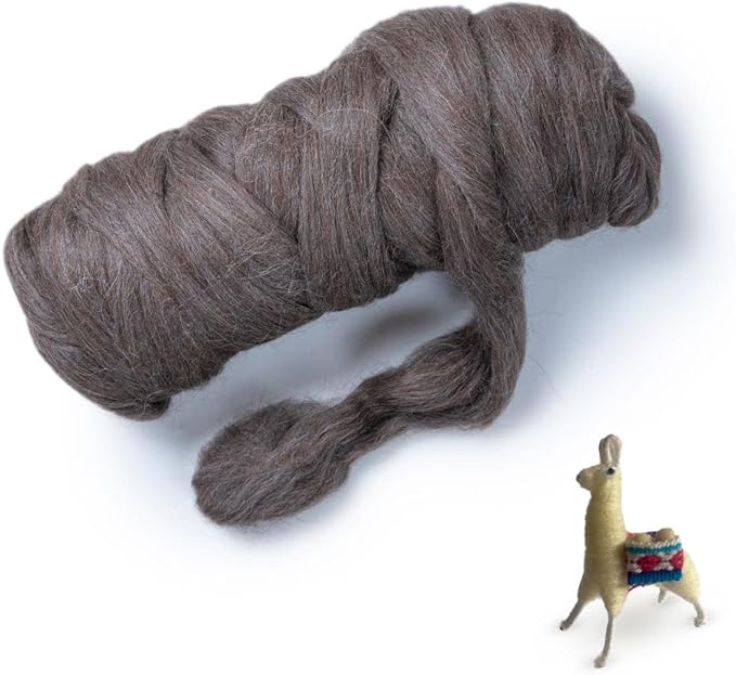 Kondoos Llama Wool roving (Similar to Alpaca), 1 lb. Best for Needle Felting, handcrafts and Spinning. Natural Colors, un-Dyed. (Gray PG, 1lb)