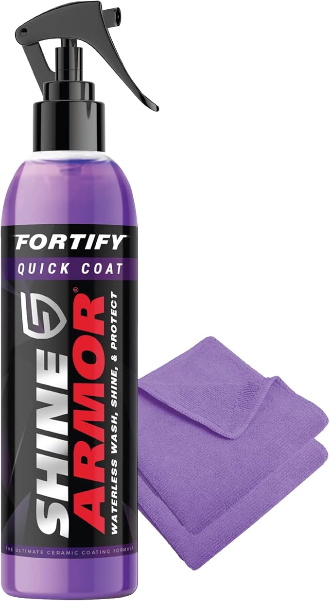 Car Wax Spray and Ceramic Coating for Cars - 3 in 1 Waterless Car Wash and Detailing - Quick Effect Coating Agent for Car - High Gloss Car Coating Spray, Shiny Car Stuff by Shine Armor - 8FlOz