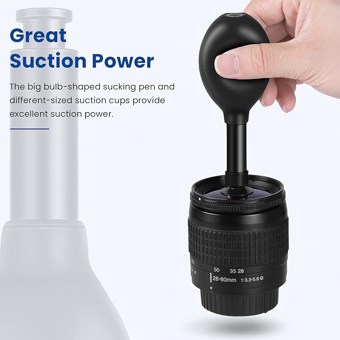 NEEWER 8-in-1 Lens Sucker Kit, IC Pick Up Vacuum Suction Pen with 7 Interchangeable Suction Cups Lens Repair Tool for Repair and Cleaning, Watches, and Electronic Components