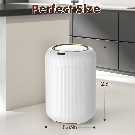 Procade Motion Sensor Trash Can with Lid, 3 Gallon Electric Bathroom Garbage can, Small White Wastebasket Touchless Trash Bin,Automatic Mini Trashcan for Bedroom,Toilet, Office, rv, Livi