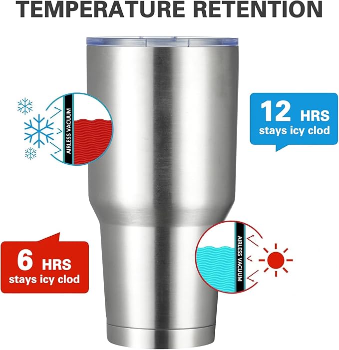 MEWAY 30oz Insulated Tumbler With Lids and Straws,Stainless Steel Double Vacuum Coffee Tumbler Cup, Brush, Durable Powder Coated Coffee Cup for Cold & Hot Drinks, Office, Travel(Silver,12 PACK)