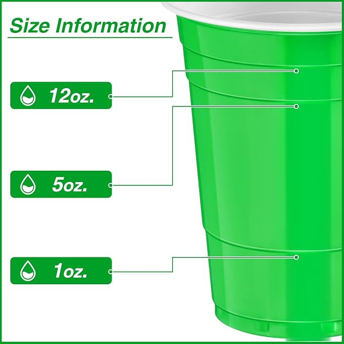 Lounsweer 100 Pcs 16 oz Disposable Party Cups Plastic Heavy Duty Drinking Water Cups for Birthday Baby Shower Wedding BBQ Picnic Party Supplies(Green)