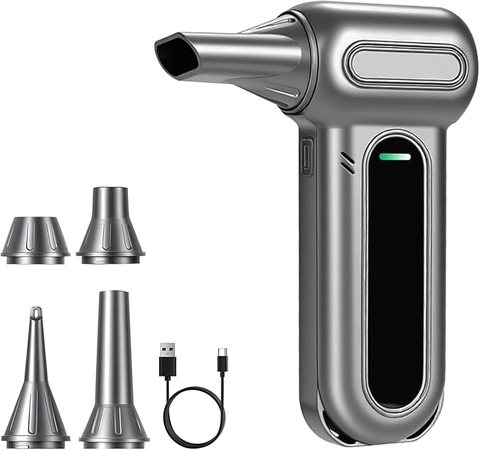 Yogin Electric Air Duster-150000RPM Super Power Cordless Air Duster, Rechargeable Brushless Motor Durable Blower, 3-Gear Adjustable Dust Blower for Computer, Keyboard, Outdoor, House and Car