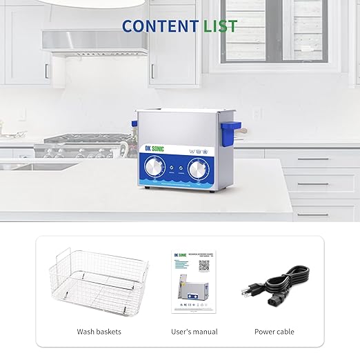 DK SONIC Ultrasonic Cleaner,3L 120W Ultrasonic Jewelry Cleaner with Heater& Mechanical Timer,Sonic Cleaner for Cleaning Jewelry,Eyeglasses,Coins(Include Basket)