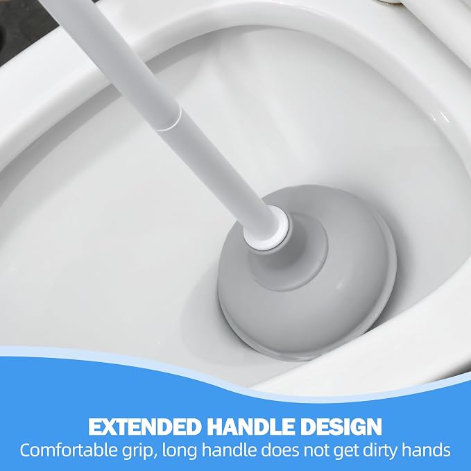 2 Pack Toilet Brush and Plunger Set, 3 in 1 Toilet Bowl Brush and Holder with Crevice Cleaning Brush Wall Mounted Household Bathroom Cleaning Tools Combo (2 Pack)