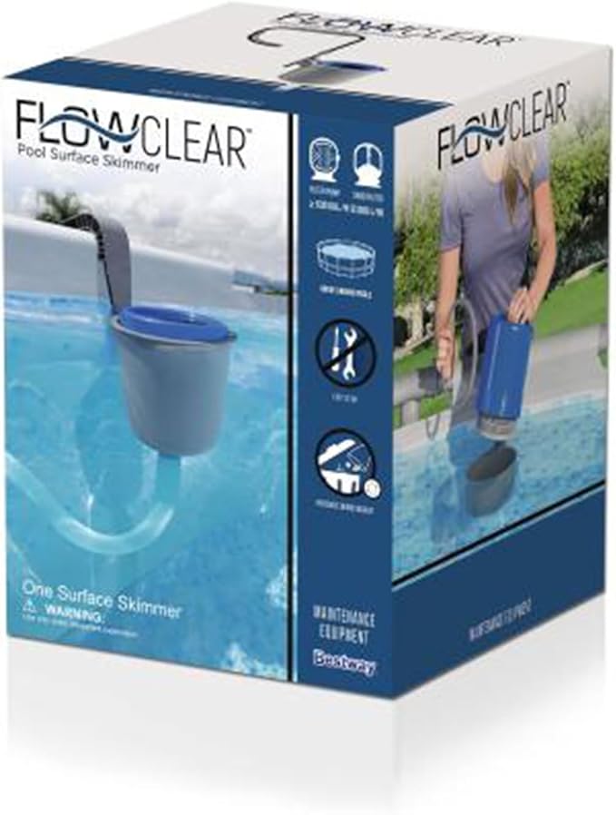 Bestway Flowclear Pool Wall Mounted Automatic Pool Surface Skimmer for Above Ground Pools with 530 Gallon and Above Filter Pumps, 4 Pack, White/Blue