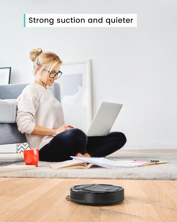 Lefant M210 Pro Robot Vacuum, Slim Quiet, 3 Adjustable Suction Levels, 6 Modes, Robot Vacuum Cleaner for Pet Hair, Hard Floors & Low Carpets, Self-Charging, WiFi/App/Alexa Control, Black