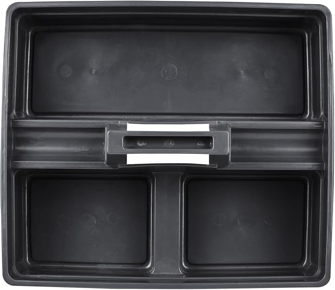 Restaurantware-RW Clean 15.2 x 13.2 x 6.7 Inch Cleaning Caddy, 1 Triple Compartment Cleaning Supply Caddy - With Handle, Crack-Resistant, Black Plastic Cleaning Basket, For Cleaning Supplies,