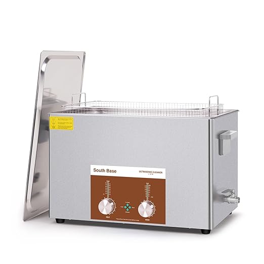 SOUTH BASE Ultrasonic Cleaner,30L 600W Stainless Steel Sonic Cleaner with Cleaning Basket,Timer&Heater,Encoded Ultrasonic Cleaning Machine for Gun,Motorcycle Engine,Carburetor Parts,Chain