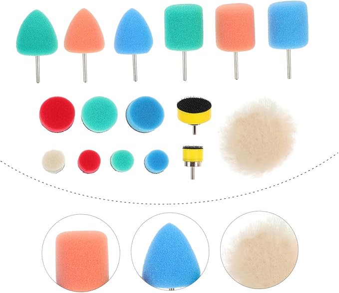 MAGICLULU Auto Finishing Tool 16pcs Polishing Pads Kit Sponge Car Wheel Brush for Car Detailing Polishing Wheel Buffing Pad