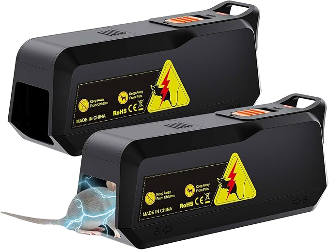 Electric Mouse Trap Zapper Electronic Mice Killer Humane Mouse Traps Indoor for Home with High Voltage Small Mouse Catcher for Kitchen Garage Lumber Room Battery or Plug in Reusable