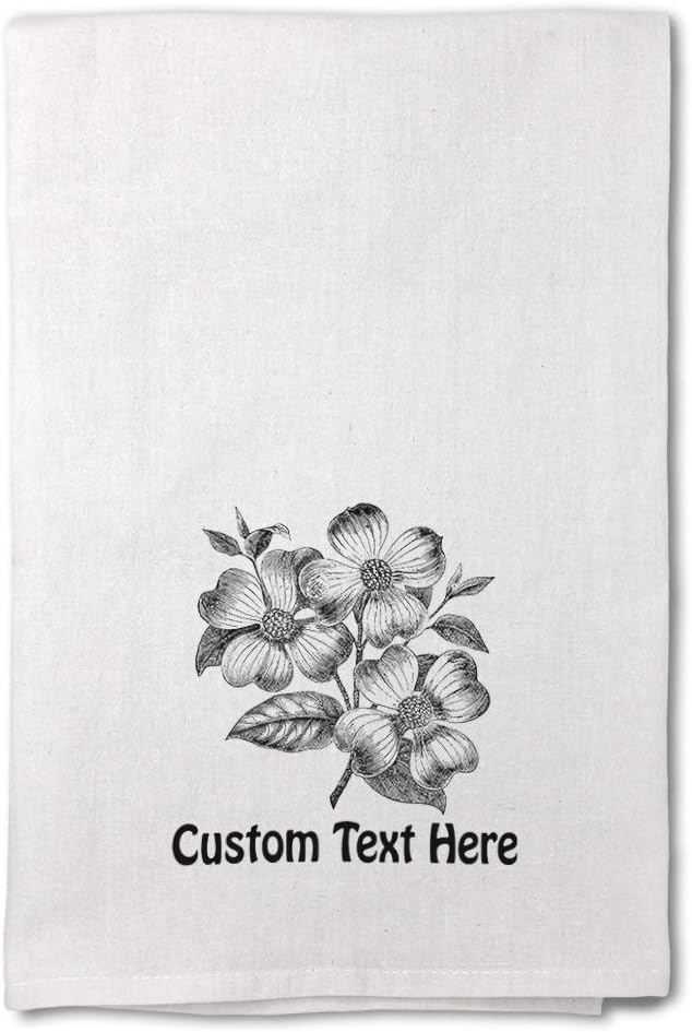 Style In Print Custom Decor Flour Kitchen Towels Dogwood Flowers Vintage Look Nature & Plants Nature Flowers & Plants Cleaning Supplies Dish Towels Personalized Text Here