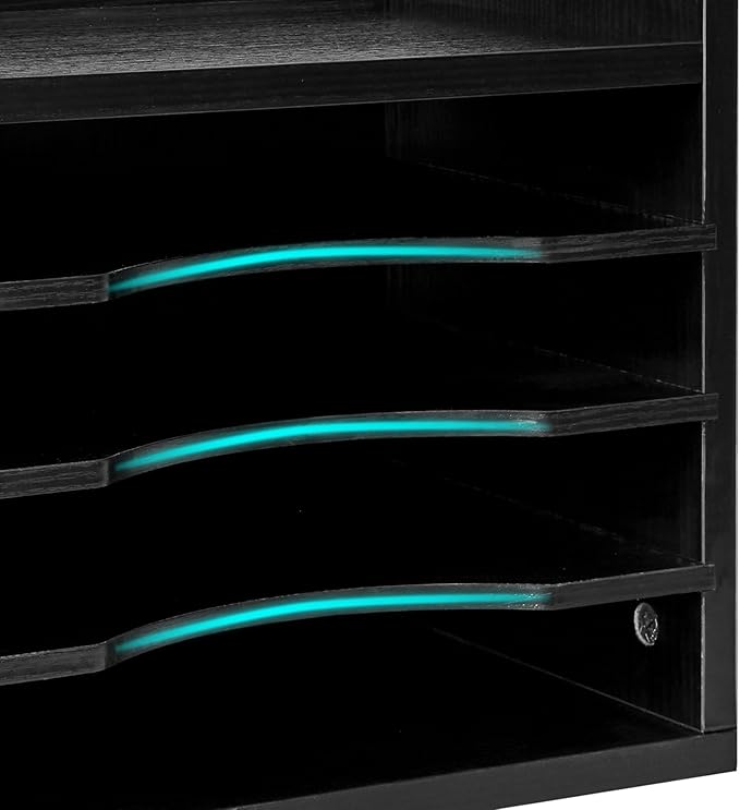 YMYNY Desktop File Organizer with Handle, Document Letter Mail Tray Sorter with 3 Adjustable Shelves, 5 Tiers Paper Holder for School Home Office Desk,Black,13.4 * 12.4 * 9.06" UHBC006B