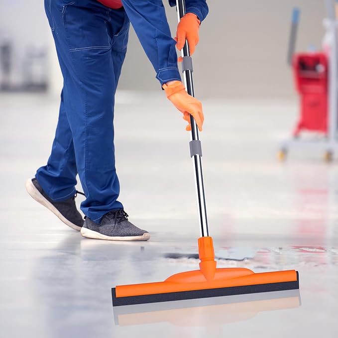 ITTAR Heavy-Duty Floor Squeegee, 62" Adjustable Handle, EVA Foam Blade, Ideal for Concrete, Garage, Patio & More