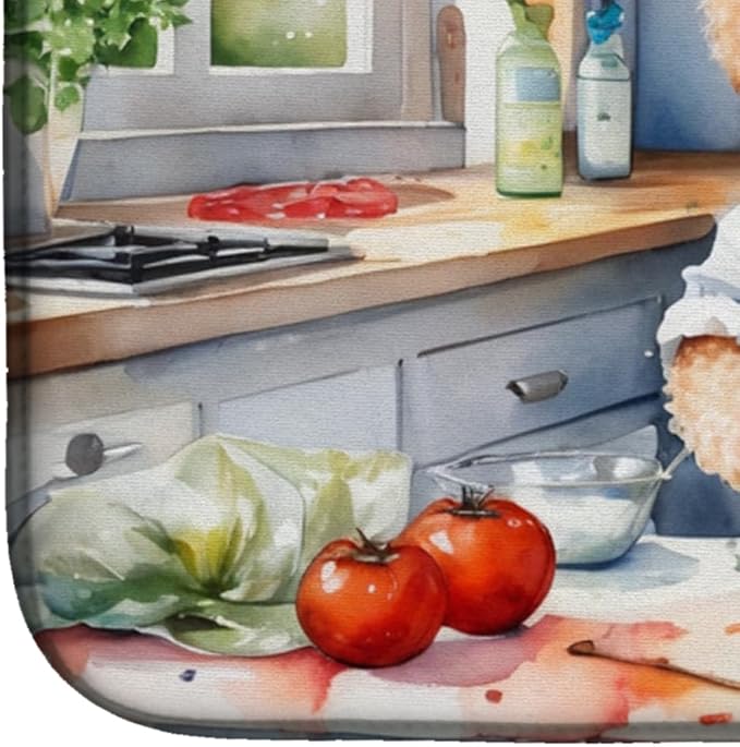 Caroline's Treasures DAC6308DDM Poodle The Chef Dish Drying Mat Absorbent Dish Drying Mat Pad for Kitchen Counter Dish Drainer Mat for Countertop, 14 x 21", Multicolor