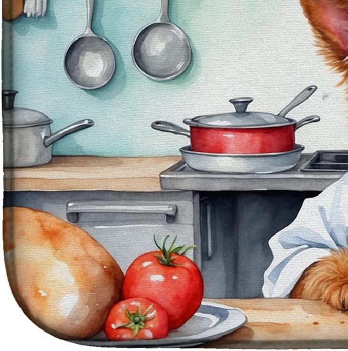 Caroline's Treasures DAC6194DDM Australian Terrier The Chef Dish Drying Mat Absorbent Dish Drying Mat Pad for Kitchen Counter Dish Drainer Mat for Countertop, 14 x 21", Multicolor