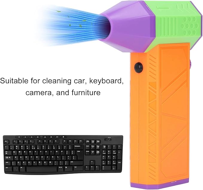 Handheld Air Blower Cordless Electric Duster Rechargeable High Speed Stepless Speed Adjustment Type C Fast Charging for Car Computer Keyboard Cleaning