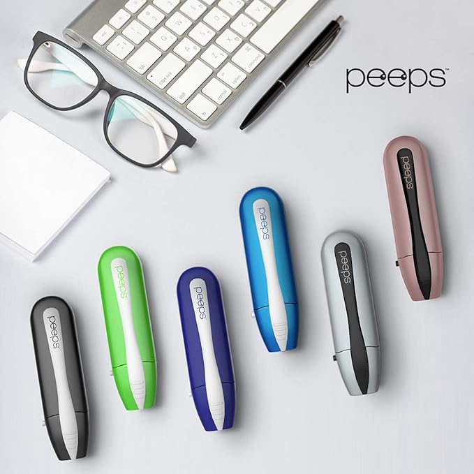 Peeps Glasses Cleaner - for Eyeglasses, Reading Glasses, and More - Lens Cleaner with Carbon Microfiber Tech-Soft Touch Blue-1 Count (Pack of 1)