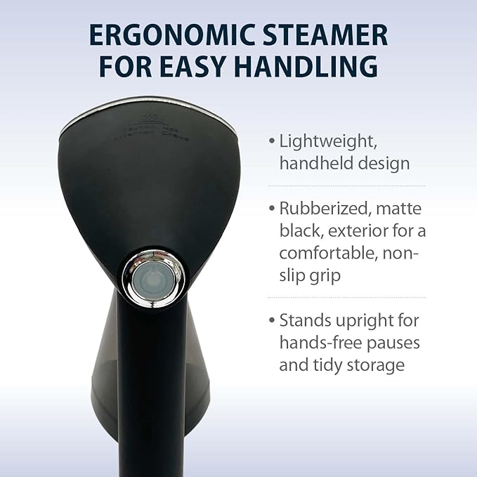 Voyager Cloud Handheld Clothes Steamer, 1650W power, Lightweight Garment and Fabric Steamer, Matte Black