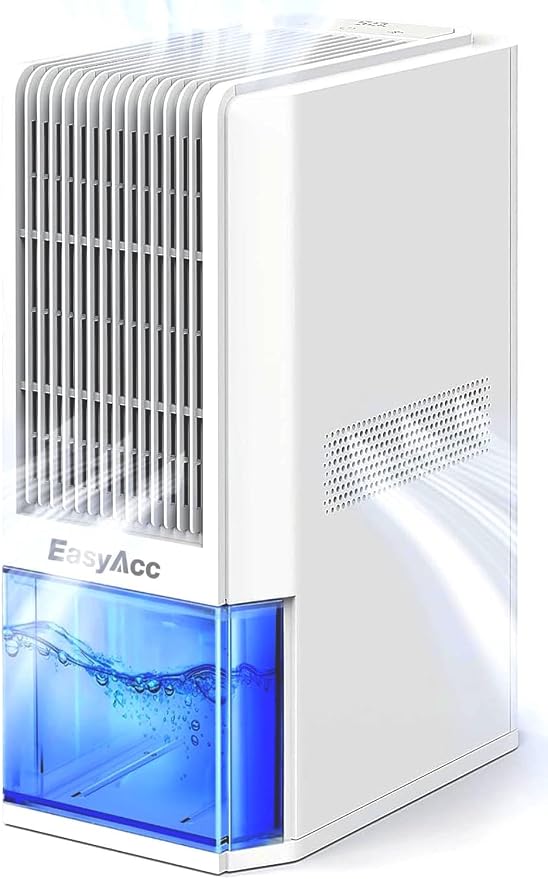 EasyAcc 2000ML Bathroom Dehumidifier, 45 oz/Day Lager Dehumidifier for Bathroom, Quiet Moisture Control Lager Dehumidifier for Home, Auto Shut-Off, 68 oz Tank, 7 LED Light for Closet RV