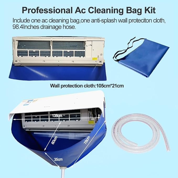 Ac Cleaning Bag with Wall Protection Cloth, Professional Mini Split Cleaning Bag, Split Ac Unit Cleaning Bag, Ac Cleaning Kit, Air Conditioner Cleaning Cover Bag