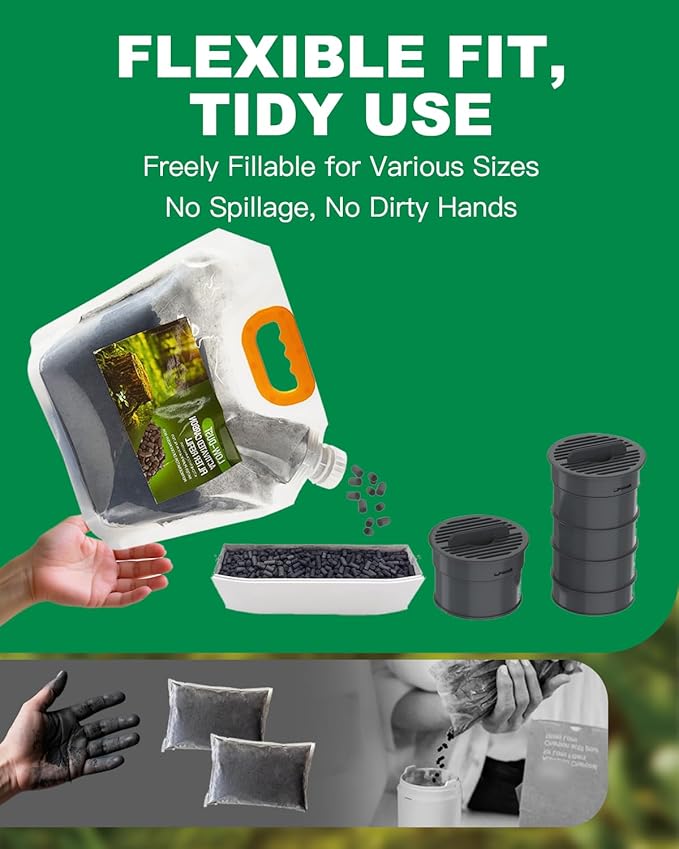 2.8 lb Activated Charcoal Filter Refill for Kitchen Waste Composters, Replacement Activated Charcoal Filters Compatible with Electric Countertop Compost Bin