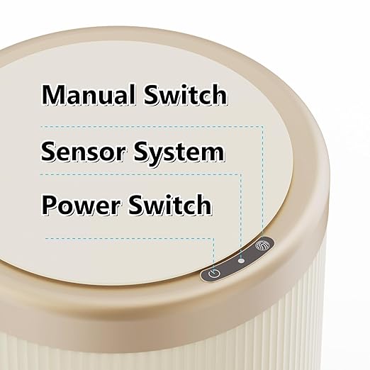 2Pack Automatic Bathroom Trash Can, Touchless Motion Sensor Garbage Can with Lid, Smart Dog Proof Trash Bin, Plastic Wastebasket for Bedroom, Office, Living Room, 2.8 Gallon+3.7 Gallon (Cream White)