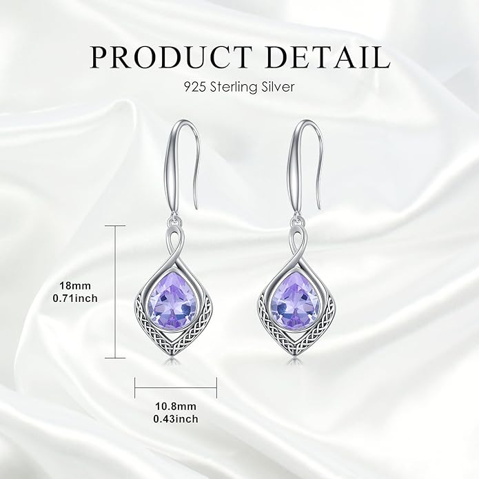 PELOVNY Celtic Knot Filigree Earrings for Women 925 Sterling Silver Moss Agate/Birthstone Infinity Earrings Birthday Christmas Jewelry Gifts for Mom Daughter Wife Sister