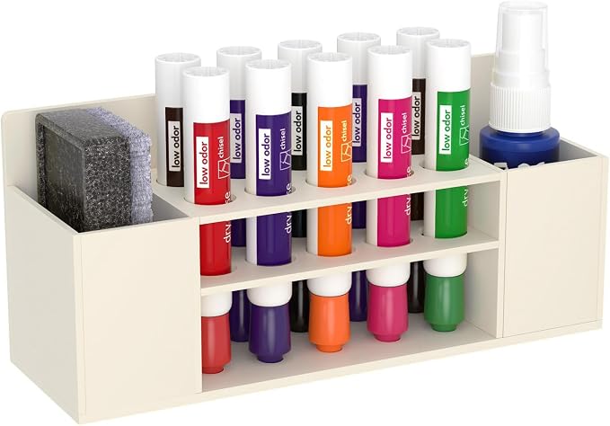 HBlife Acrylic Dry Erase Marker Holder Wall Mount, 10 Slots Whiteboard Marker Holder for Office, School and Home, Marker, Eraser and Whiteboard Cleaner Not Included, Beige
