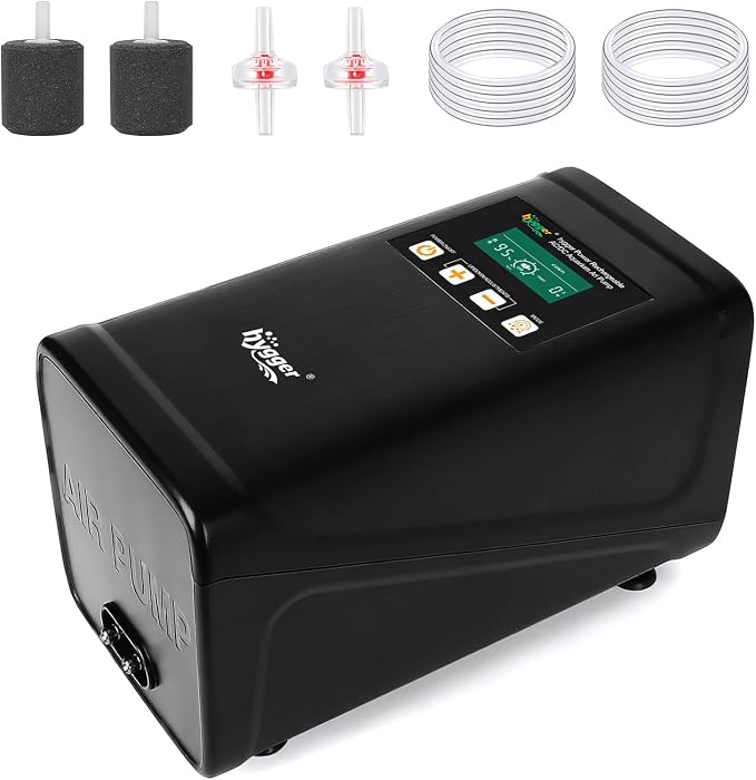 hygger Battery Backup Aquarium Air Pump, Rechargeable Dual-Outlet Fish Tank Oxygen Pump, Quiet Portable Aerator for Outdoor Aquarium (up to 120 Gal) & Fishing, Emergency Power Outage