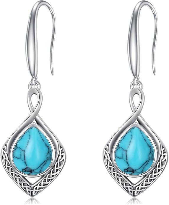 PELOVNY Celtic Knot Filigree Earrings for Women 925 Sterling Silver Moss Agate/Birthstone Infinity Earrings Birthday Christmas Jewelry Gifts for Mom Daughter Wife Sister