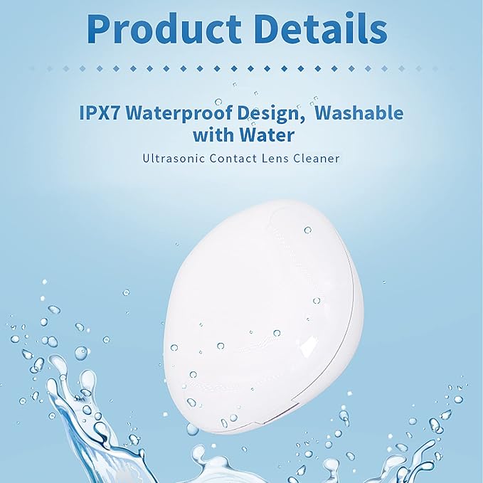 Ultrasonic Contact Lens Cleaner Rechargeable Eye Contact Cleaner with Vanity Mirror Compact Contact Lens Cleaner Support Fast Cleaning Fits All Contact Lens (Model AMT11)