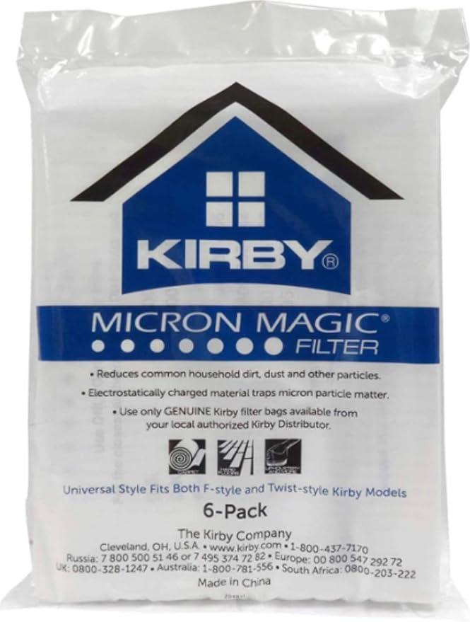 Kirby 204811 Filter Bag Six Pack Micron Magic HEPA (6 Bags Plus 2 Belts)
