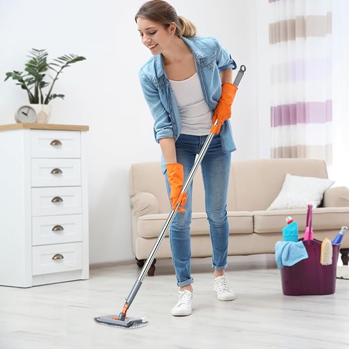 Base Boards Cleaning Tool with 76" Long Handle, 360° Rotatable Wall Cleaner Base Board Cleaner Tool, Wall Cleaning Washing Mop with 8 Reusable Pads for Painted Walls, Ceilings and Baseboards