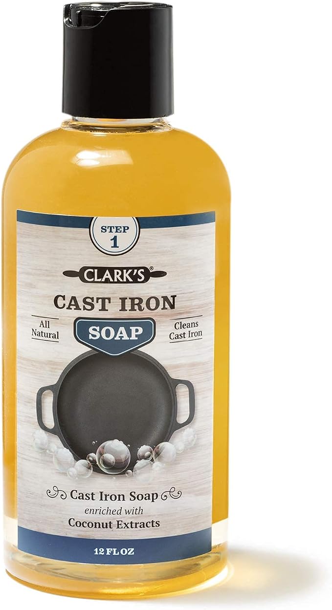 CLARK'S Small Scrub Brush and Cast Iron Soap | Maintain All Cast Iron and Carbon Cookware
