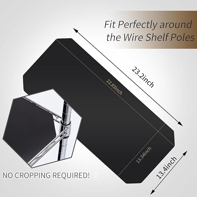 Poofzy Wire Shelf Liner 14" X 24", Non-Adhesive Plastic Shelf Liners for Wire Shelving, Waterproof Protector Mats (10PK, Black)