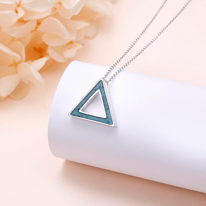DAOCHONG 925 Sterling Silver Geometric Shapes Necklace Triangle/Rectangle/Rhombus/Circle Pendant Necklace for Women Jewelry Gifts