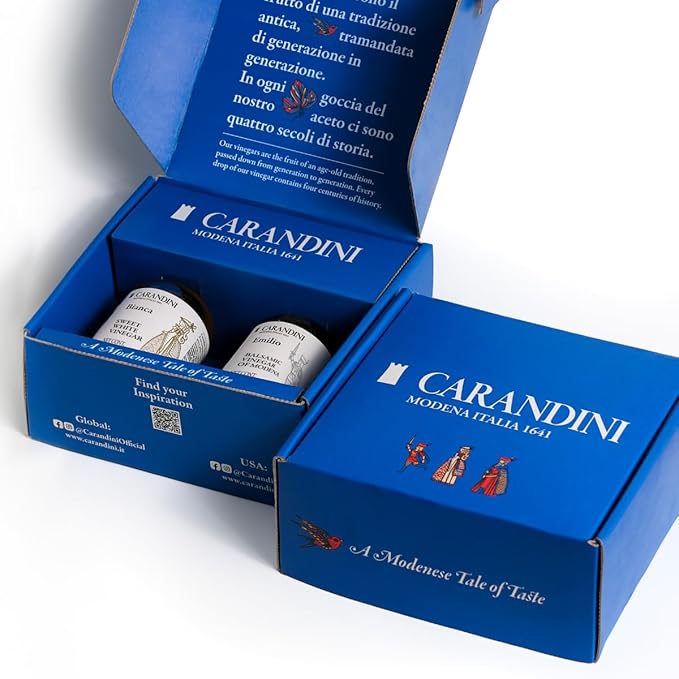 Carandini Emilio Silver Balsamic Vinegar of Modena PGI & Bianca Sweet White Vinegar Combo Set with Gift Box, Gift for Mother | Made in Italy