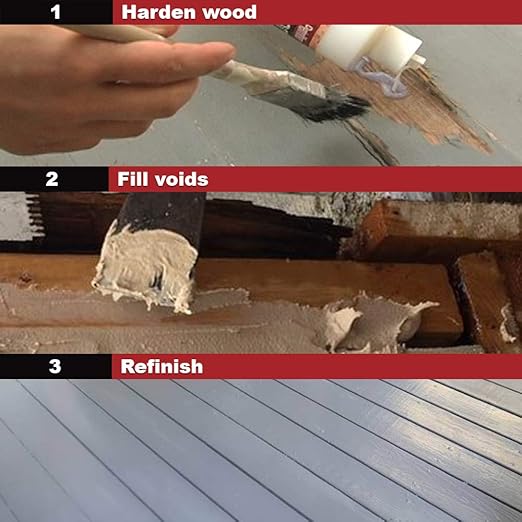 PC Products 84113 Rotted Wood Repair Kit, Water-Based Hardener, Epoxy Paste & Epoxy Putty, 1 oz