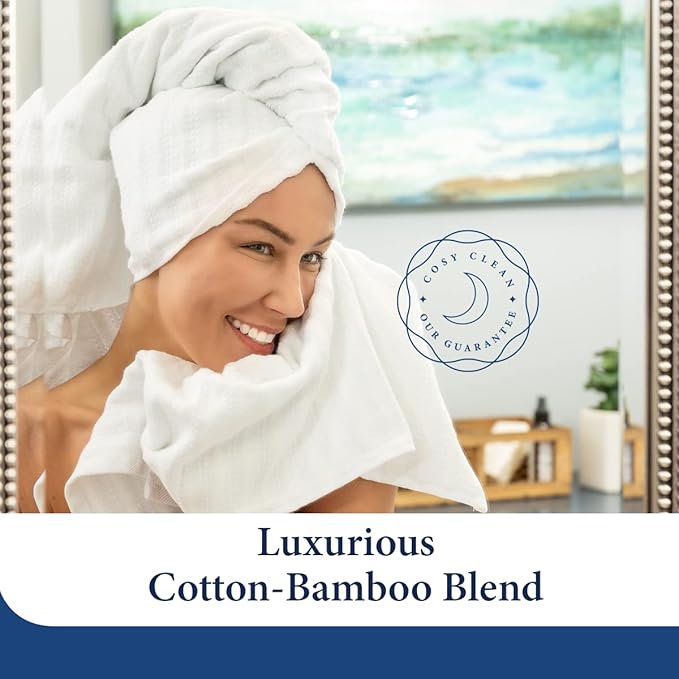 Cosy House Collection Luxury Rayon Derived from Bamboo Blend 2-Pack Towel Set - Ultra Soft, Absorbent and Quick Drying - Plush Cotton Hotel Spa Quality - 15" x 26" (Hand Towel, Turquoise)
