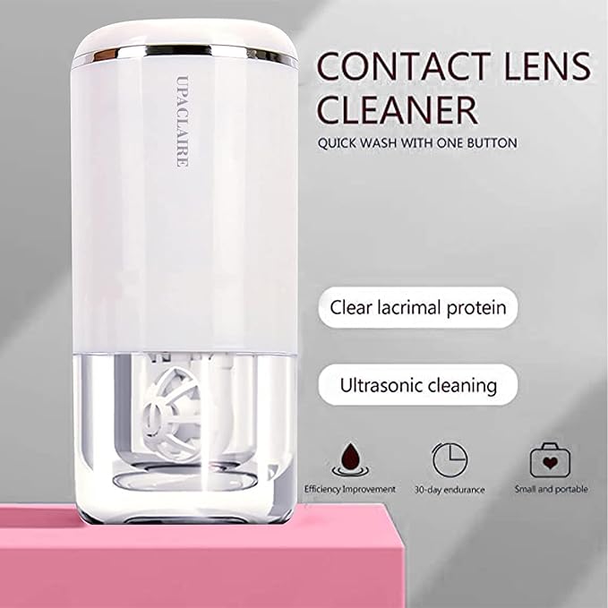 Ultrasonic Contact Lens Cleaner 2.0 (2nd Generation), Intelligent Cleaning Machine for Soft Contact Lenses, White